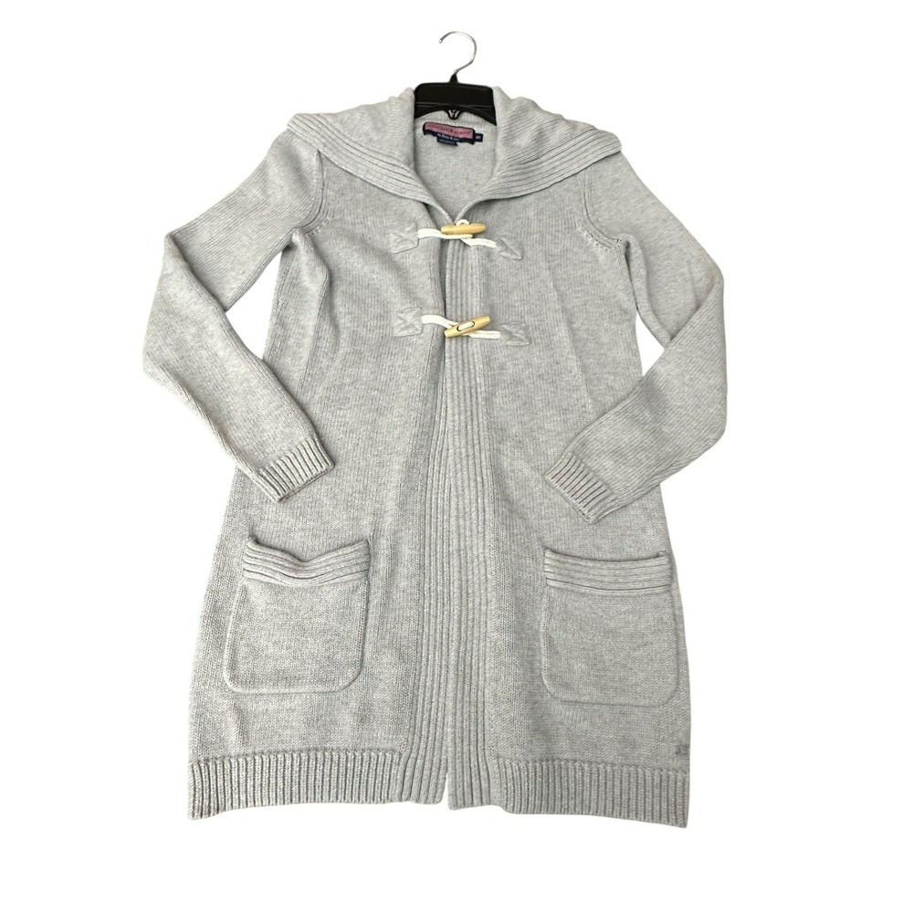 Vineyard Vines Womens XS Long Toggle Button Cardigan Sweater Grey Cashmere AB4-1